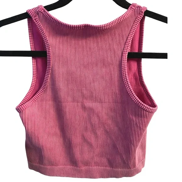 Fashion Nova NWT Lifting Baddie Active Top Pink Seamless Barbiecore Vibe Sz S/M - Picture 7 of 9